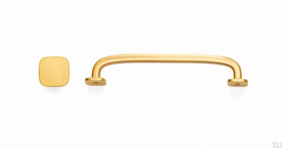 Quart Big 160 länglicher Möbelgriff, gebürstetes Gold, Cava