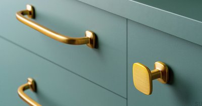 Länglicher Möbelgriff Quart Mini 128 Gold Brushed Cava