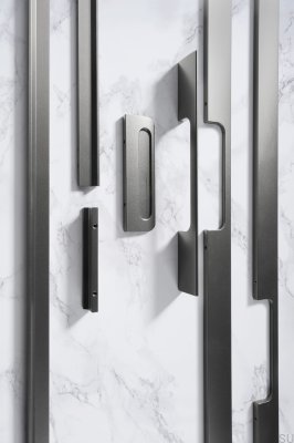 Länglicher Möbelgriff Peak 1120 Aluminium Metallic Grey (asymmetrisch)
