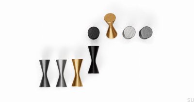 Diabolo-Möbelknopf aus Aluminium, schwarz gebürstet