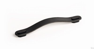 Länglicher Möbelgriff Oblong 160 Leder Schwarz mit Schwarz