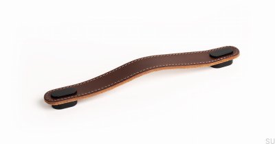 Länglicher Möbelgriff Oblong Braunes Leder mit Schwarz