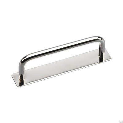 Länglicher Möbelgriff mit Unterlegscheibe Royal Deluxe 96. Messing, vernickelt
