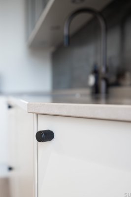 Möbelknopf Riff Aluminium Schwarz Matt