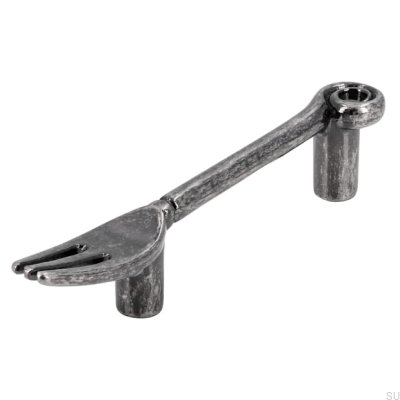 Länglicher Möbelgriff 1051 64 Gabel Antiksilber
