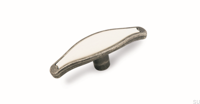 Möbelknopf 1889 Antiksilber mit Weiß