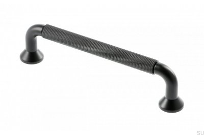 Länglicher Möbelgriff Struktur 128 Aluminium Schwarz Matt