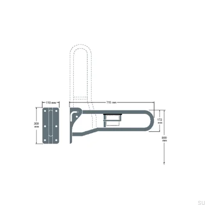 Klappbarer gewölbter Toilettenhandlauf 40134 Stahl