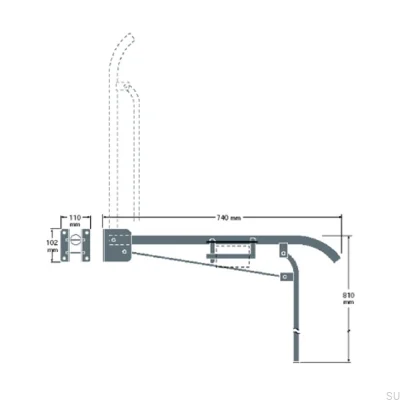 Kippbare Toilettenstange mit Halterung 40130 Stahl