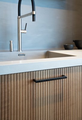 Länglicher Möbelgriff Inez 160 Metall Schwarz Matt