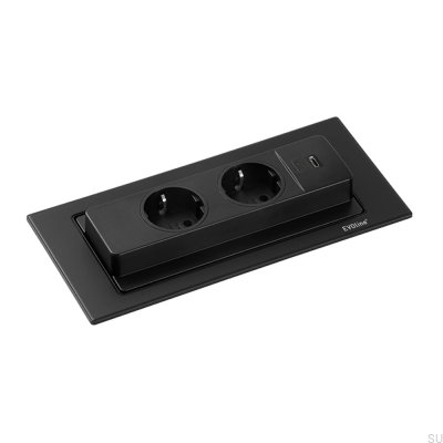 Backflip-Doppelsteckdose mit USB-C Mattschwarz