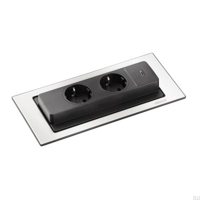 Backflip Doppelsteckdose mit USB-C Silber