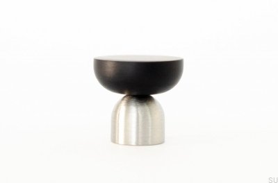 Kokeshi Mix 3032 Möbelknopf, gebürsteter Stahl mit schwarzem Aluminium