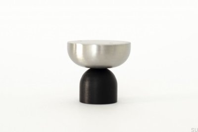 Kokeshi Mix 3032 schwarzer Möbelknopf aus Aluminium mit gebürstetem Stahl