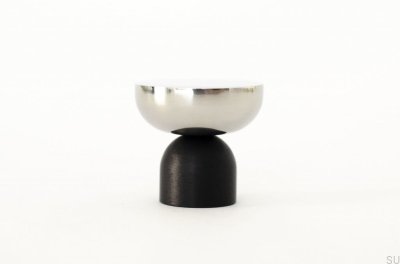 Kokeshi Mix 3032 Möbelknopf aus schwarzem Aluminium mit poliertem Stahl