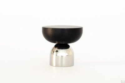 Kokeshi Mix 3032 Möbelknopf, polierter Stahl mit schwarzem Aluminium