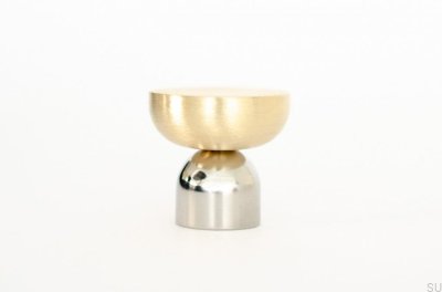 Kokeshi Mix 3032 Möbelknopf Polierter Stahl mit gebürstetem Messing