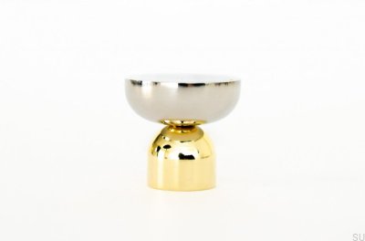 Kokeshi Mix 3032 Möbelknopf aus poliertem Messing, unlackiert mit poliertem Stahl