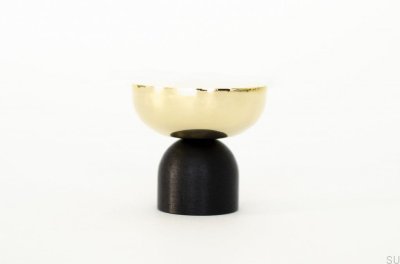 Kokeshi Mix 3032 Möbelknopf, Aluminium, Schwarz mit poliertem Messing