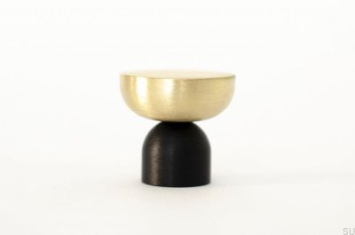 Kokeshi Mix 3032 Möbelknopf, Aluminium, Schwarz mit gebürstetem Messing