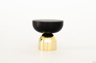 Kokeshi Mix 3032 Möbelknopf, poliertes Messing, unlackiert mit schwarzem Aluminium