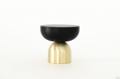 Kokeshi Mix 3032 Möbelknopf aus gebürstetem Messing, unlackiert mit schwarzem Aluminium