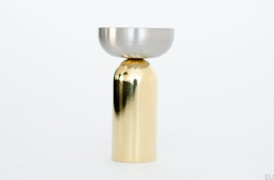 Kokeshi Mix Wandhalter 3052, poliertes Messing, unlackiert mit gebürstetem Stahl