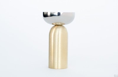 Kokeshi Mix 3052 Wandhalter aus gebürstetem Messing, unlackiert mit poliertem Stahl