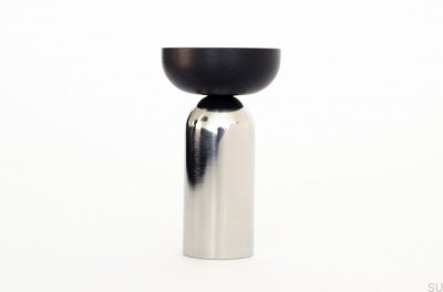 Kokeshi Mix 3052 Wandhalter aus poliertem Stahl mit schwarzem Aluminium