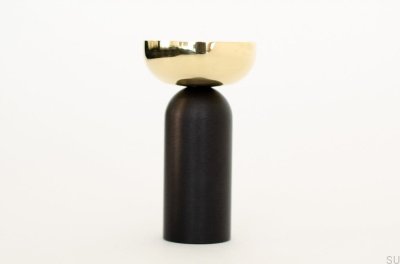 Kokeshi Mix 3052 Wandaufhänger Aluminium Schwarz mit poliertem Messing unlackiert