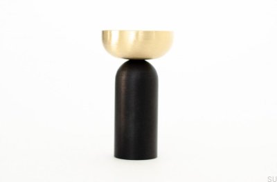 Kokeshi Mix 3052 Wandhalter aus Aluminium, Schwarz mit gebürstetem Messing