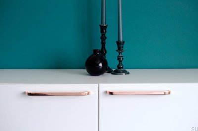 Schmaler Möbelgriff Slim 224 Kupfer poliert unlackiert