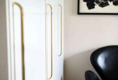 Langer Möbelgriff Slim 224 Gold, Messing poliert, unlackiert