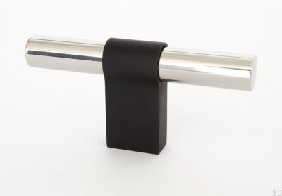 T-Bar Line Big Mix 12 Möbelknopf, polierter Stahl mit schwarzem Aluminium