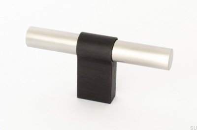 T-Bar Line Big Mix 12 Möbelknopf, gebürsteter Stahl mit schwarzem Aluminium
