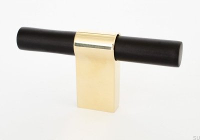 T-Bar Line Big Mix 12 Möbelknopf Aluminium Schwarz mit poliertem Messing