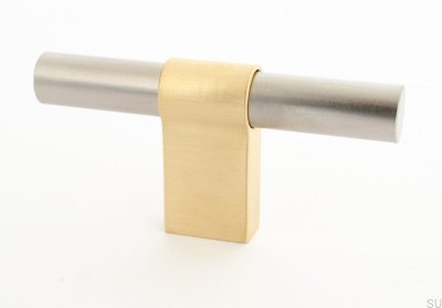 T-Bar Line Big Mix 12 Möbelknopf, gebürsteter Stahl mit gebürstetem Messing