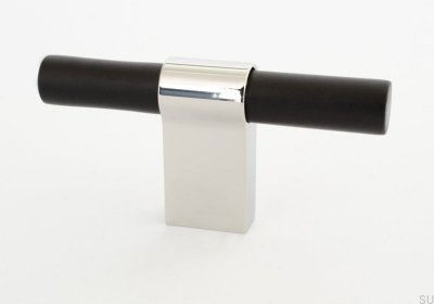 T-Bar Line Big Mix 12 Möbelknopf, schwarzes Aluminium mit poliertem Stahl