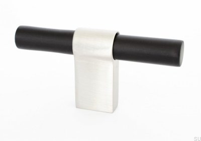 T-Bar Line Big Mix 12 Möbelknopf, schwarzes Aluminium mit gebürstetem Stahl