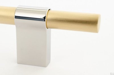 Line Big Mix 224 länglicher Möbelgriff, gebürstetes Messing mit poliertem Stahl