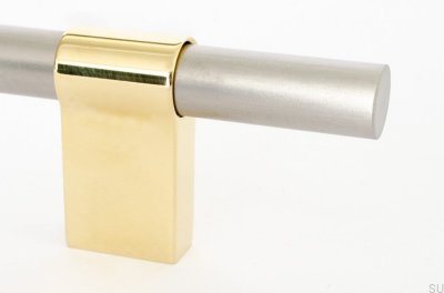 Line Big Mix 342 länglicher Möbelgriff, gebürsteter Stahl mit poliertem Messing