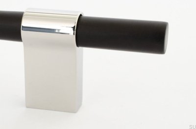 Line Big Mix 342 länglicher Möbelgriff, schwarzes Aluminium mit poliertem Stahl