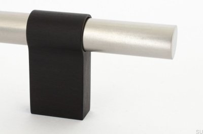 Line Big Mix 342 länglicher Möbelgriff, gebürsteter Stahl mit schwarzem Aluminium