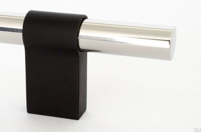 Line Big Mix 342 länglicher Möbelgriff, polierter Stahl mit schwarzem Aluminium