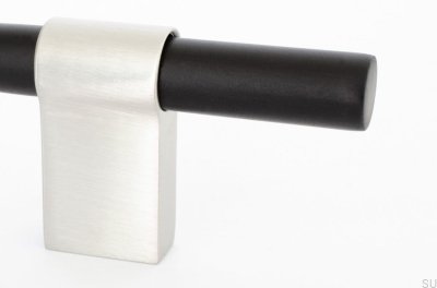 Line Big Mix 592 länglicher Möbelgriff, schwarzes Aluminium mit gebürstetem Stahl
