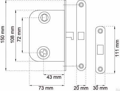Gehäuse für Schiebetürschloss 64249 Chrom Standard Skandinavisch