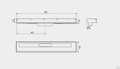 Linearablauf 1002 900 Linker Flansch Wandmontage aus Stahl