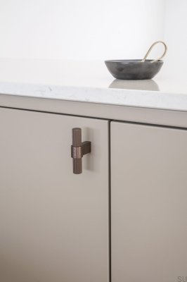 T-Bar Helix Stripe Möbelknopf Aluminium Dunkelbraun