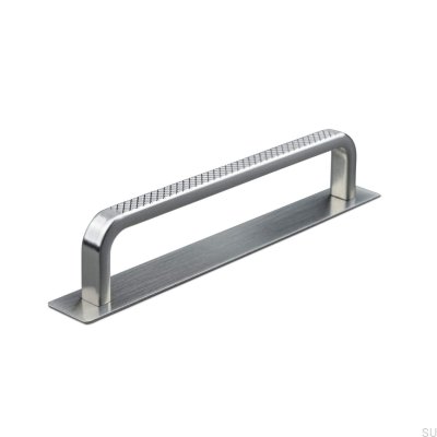 Länglicher Möbelgriff mit Unterlegscheibe Gardone 128 gebürstetes Silber