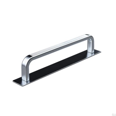 Länglicher Möbelgriff mit Gardone Stripe 128 Silberauflage
